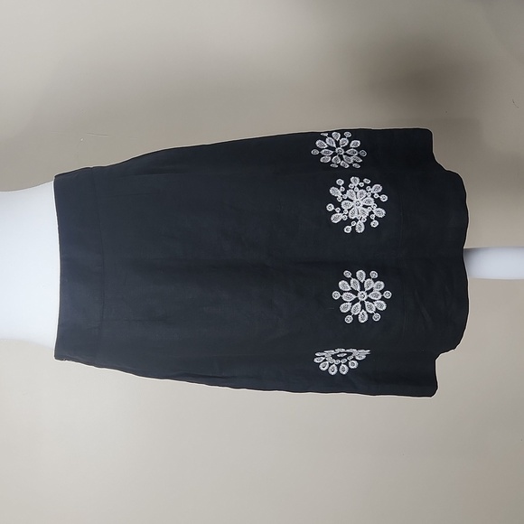 Carole little Embroidered flare woman skirt black and white side zipper size 4 - Picture 4 of 7